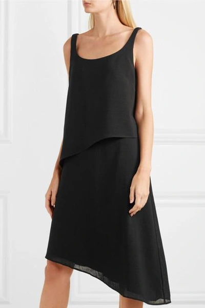Shop Cefinn Asymmetric Layered Voile Dress In Black