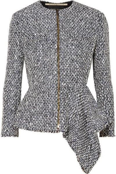 Shop Roland Mouret Delen Bouclé Jacket In Blue