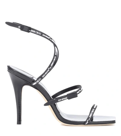 Jimmy Choo C/o Off-white Jane 100 Rubber And Leather Heeled Sandals In Black