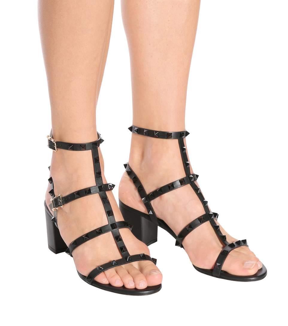 Valentino Garavani Rockstud Ankle Strap Sandal With Tonal Studs 60 Mm In Black | ModeSens