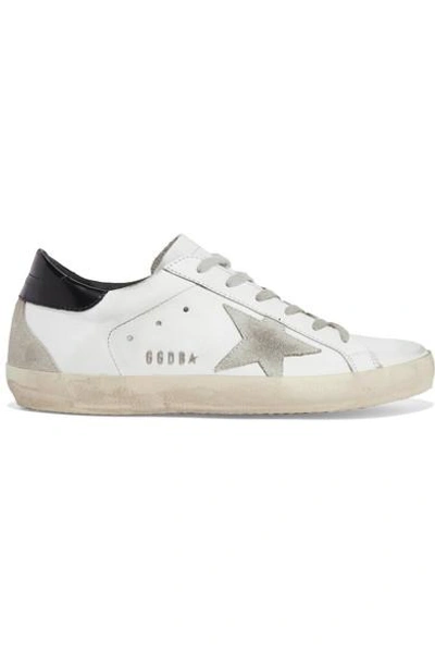 Shop Golden Goose Superstar Distressed Leather And Suede Sneakers In White