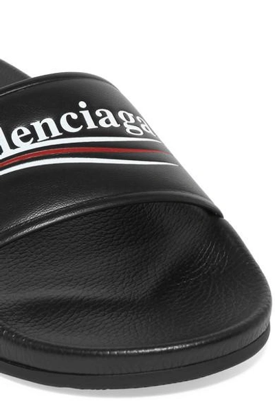 Shop Balenciaga Printed Leather Slides