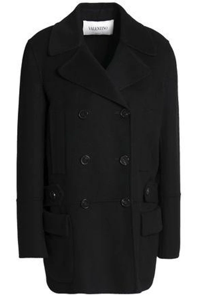 Shop Valentino Woman Double-breasted Wool And Cashmere-blend Coat Black