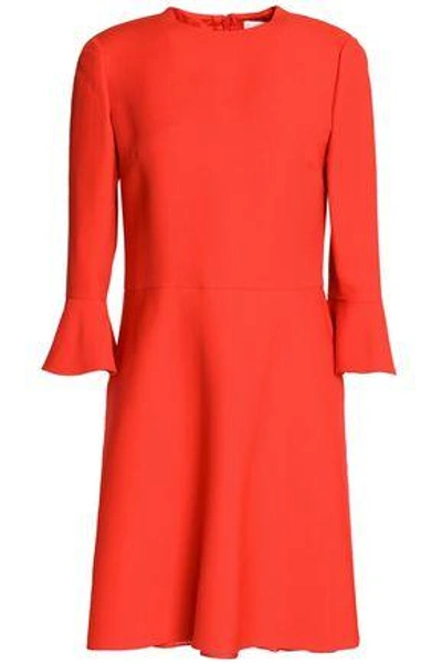 Shop Valentino Woman Fluted Wool And Silk-blend Mini Dress Red