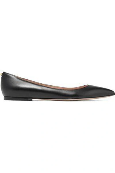 Shop Valentino Leather Point-toe Flats In Black