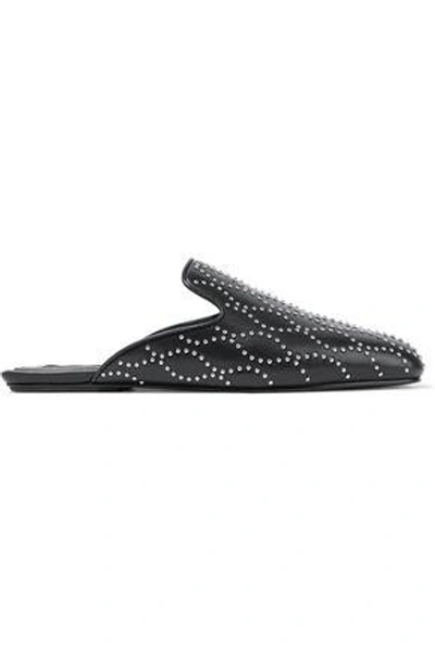 Shop Alexander Wang Jaelle Studded Leather Slippers In Black