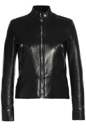 Valentino Woman Embellished Embroidered Leather Jacket Black | ModeSens