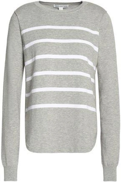 Shop Autumn Cashmere Woman Breton Striped Cotton-blend Sweater Stone