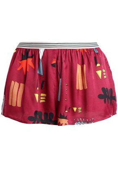 Shop Love Stories Woman Printed Satin Pajama Shorts Plum