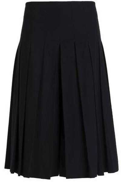 Shop Joseph Rita Pleated Wool-blend Culottes In Black