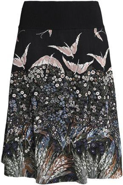 Shop Valentino Woman Jacquard-knit Skirt Black