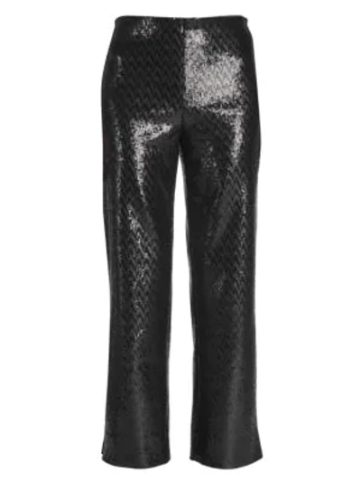 Shop Giorgio Armani Sequin Crop Flare Pants In Black