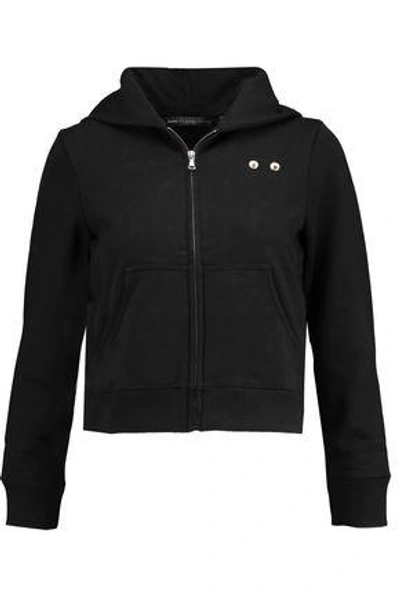 Shop Marc By Marc Jacobs Woman Embellished Cotton-jersey Hooded Sweatshirt Black