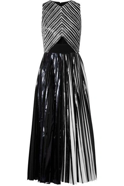 Shop Proenza Schouler Pleated Coated-cloqué Gown In Black