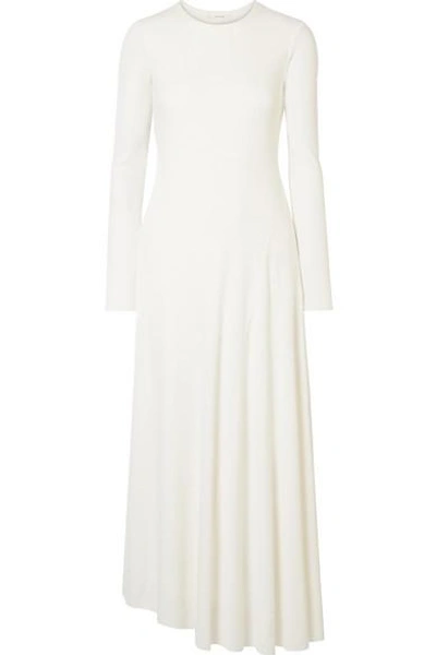 Shop The Row Tallulah Asymmetric Ribbed-knit Maxi Dress In Ivory