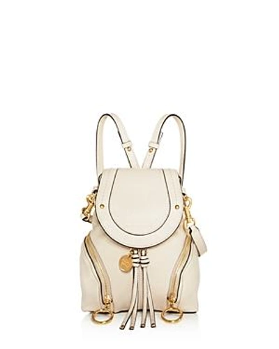 Shop See By Chloé See By Chloe Olga Small Leather Backpack In Cement Beige/gold