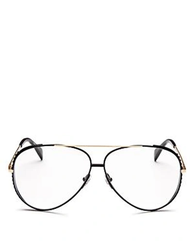 Shop Moschino Women's 007 Aviator Sunglasses, 61mm In Black Gold/transparent