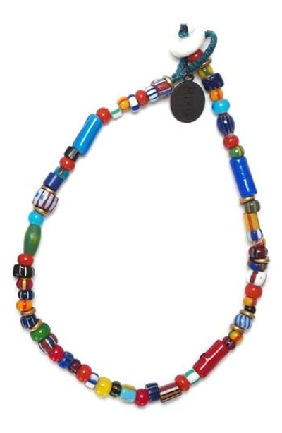Shop Mikia White Hearts Bead Bracelet In Red Multi