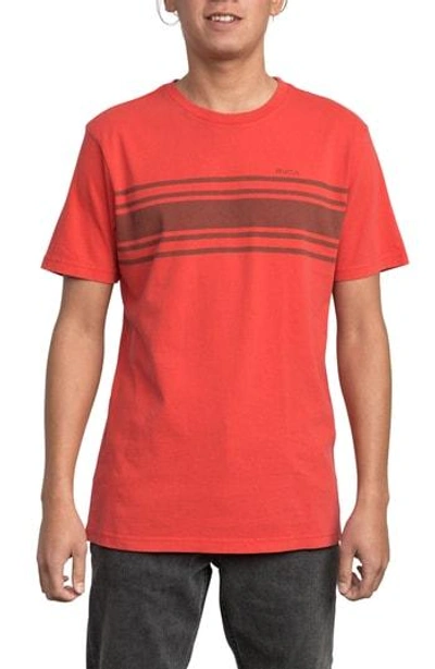 Shop Rvca Elliot Stripe T-shirt In Chinese Red