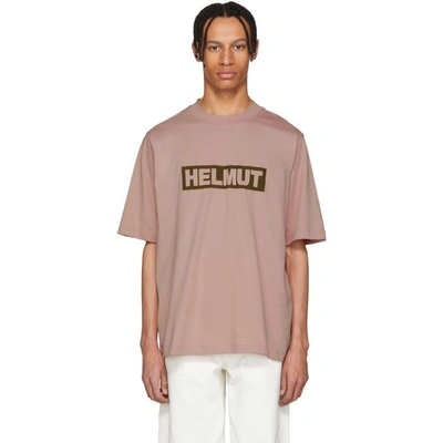 Shop Helmut Lang Pink Tall Logo T-shirt In Desert.rose