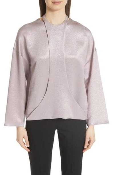 Shop Valentino Harness Detail Hammered Lame Top In Lilac