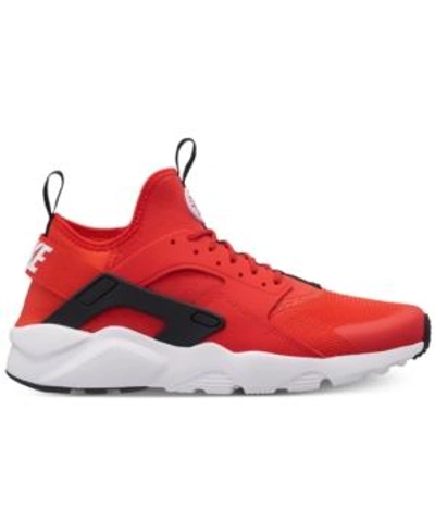 Shop Nike Men's Air Huarache Run Ultra Casual Sneakers From Finish Line In Habanero Red/white-white-