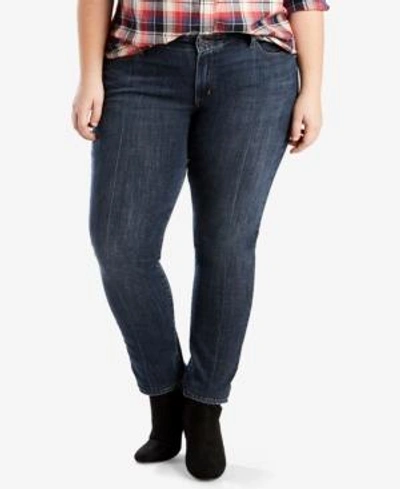 Shop Levi's Plus Size 711 Skinny Jeans, Short And Reg Inseam In Pintucked Blues