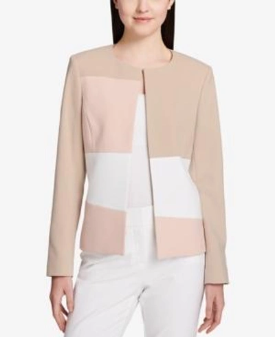 Shop Calvin Klein Colorblocked Jacket In White/latte/blush