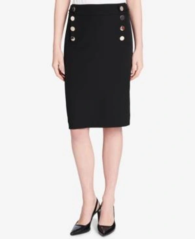 Shop Calvin Klein Jumbo-button Pencil Skirt In Black
