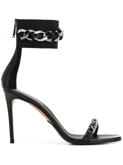 Shop Balmain Embellished Chain Sandals - Black