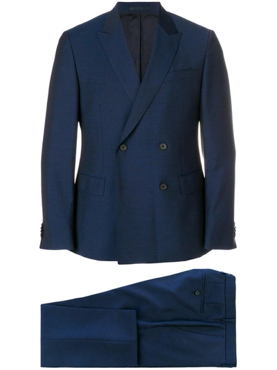 Shop Hugo Boss Boss  Double Breasted Formal Suit - Blue