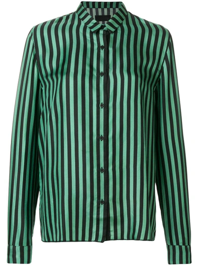 Shop Rta Oversized Striped Shirt - Green