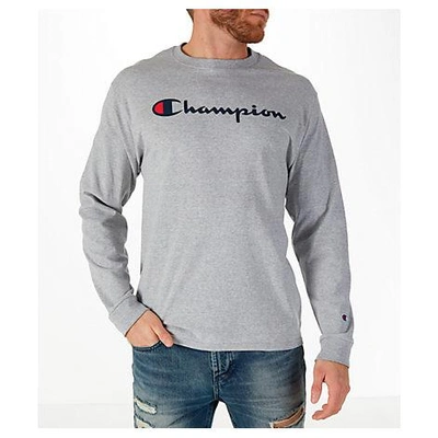 Shop Champion Men's  Classic Graphic Long-sleeve T-shirt, Grey