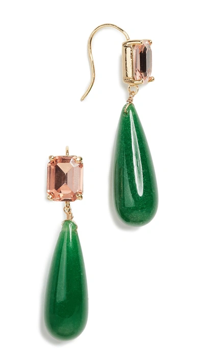Shop Theia Jewelry Ariana Earrings In Peach/green