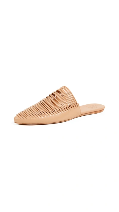 Shop Tory Burch Sienna Flat Slides In Natural Vachetta