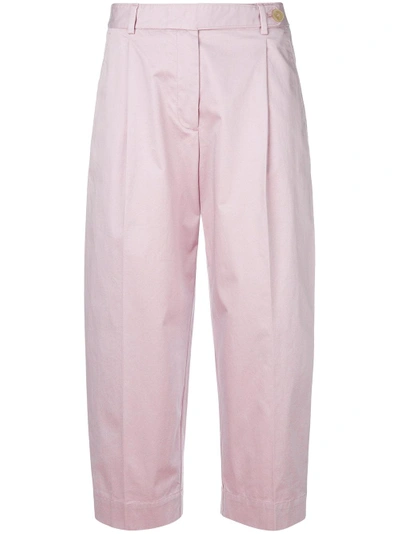 Shop Mauro Grifoni Banana Cropped Trousers - Pink In Pink & Purple