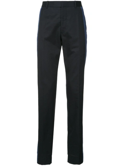 Shop Alexander Mcqueen Side Stripe Tailored Trousers - Blue