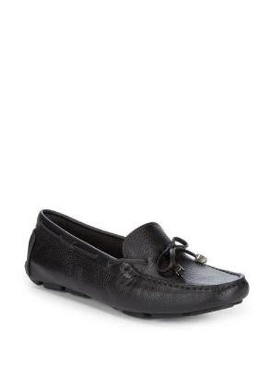 Shop Saks Fifth Avenue Lace-up Leather Driver Shoes In Black