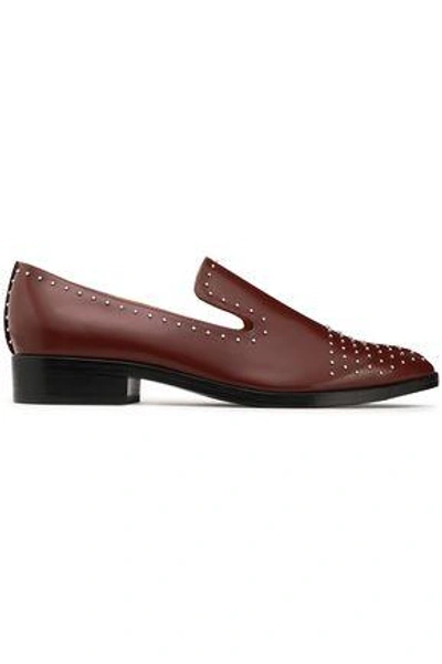 Shop Sigerson Morrison Woman Studded Patent-leather Slippers Brown