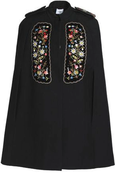 Shop Vilshenko Woman Embellished Velvet-appliquéd Gabardine Cape Black