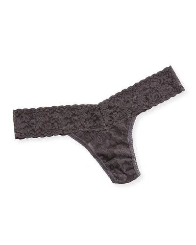 Shop Hanky Panky Signature Lace Low-rise Thong In Granite