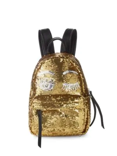 Shop Chiara Ferragni Sequin Flirt Backpack In Gold