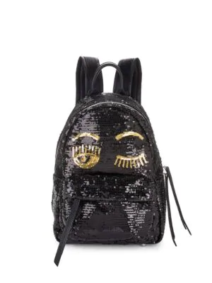 Chiara Ferragni Sequin Embellished Wink Backpack In Black | ModeSens