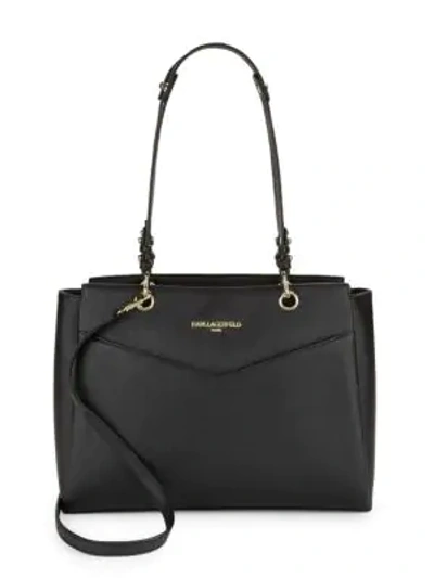 Shop Karl Lagerfeld Textured Leather Tote In Black