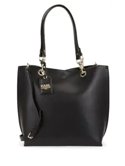 Shop Karl Lagerfeld Bell Reversible Faux Leather Tote In Black
