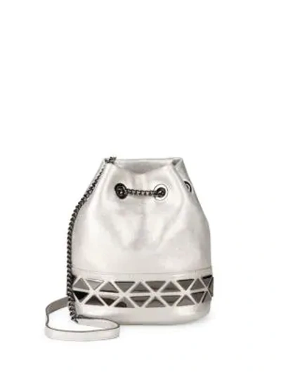 Shop Vince Camuto Triangle Chain Bucket Bag In Silver