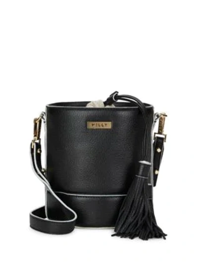 Shop Milly Tasseled Leather Bucket Bag In Black