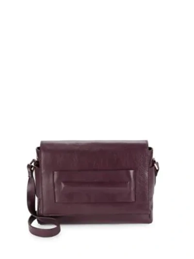 Shop Halston Heritage Medium Leather Shoulder Bag In Boysenberry