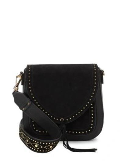 Shop Vince Camuto Studded Leather Shoulder Bag In Black