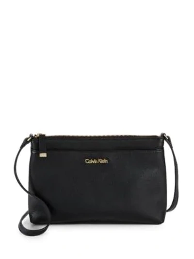 Shop Calvin Klein Leather Crossbody Bag In Black